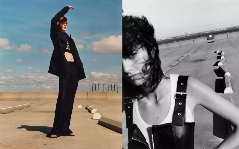 (On Freja) Zara Studio Jaakad Dherer ah oo Saddex Rubuc Naas ah, Shaabad Goosan, Surwaal iyo Kabo Xadhkaha Leh oo Maqaar ah (On Mica) Zara Studio Leather Jumpsuit iyo Cashmere Sare ee feedhka leh