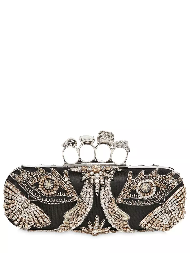 Alexander McQueen Bordir Jeweled Knuckle Box Clutch