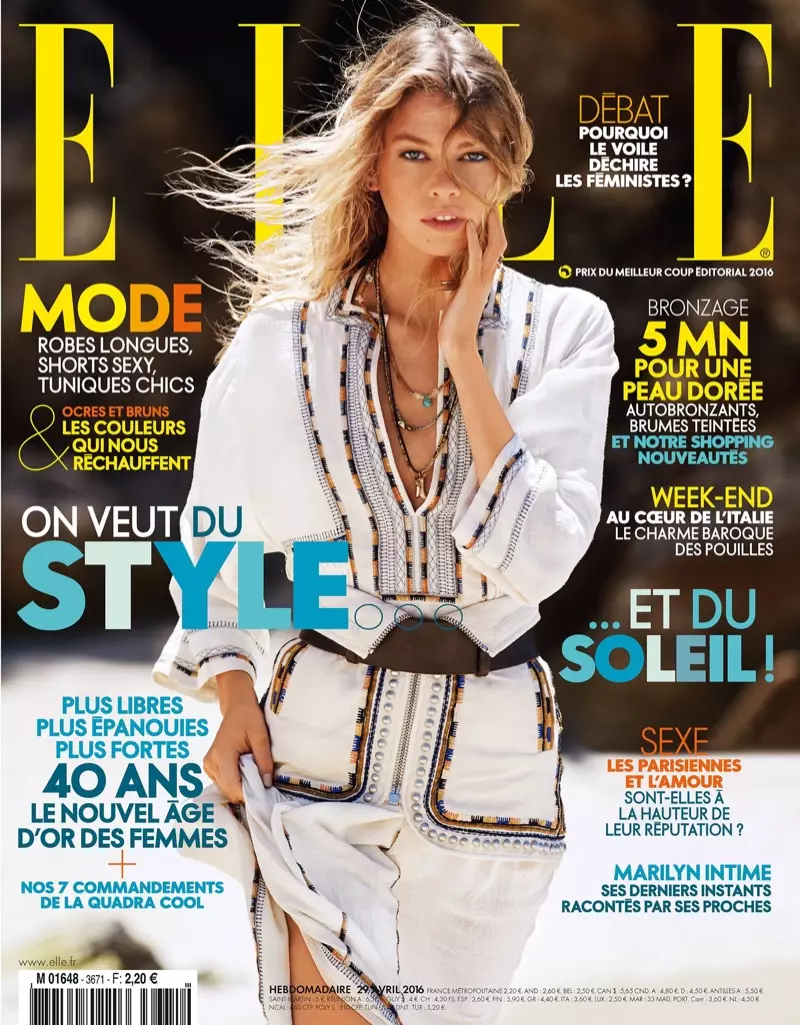 Stella Maxwell auf der Titelseite der ELLE France April 2016