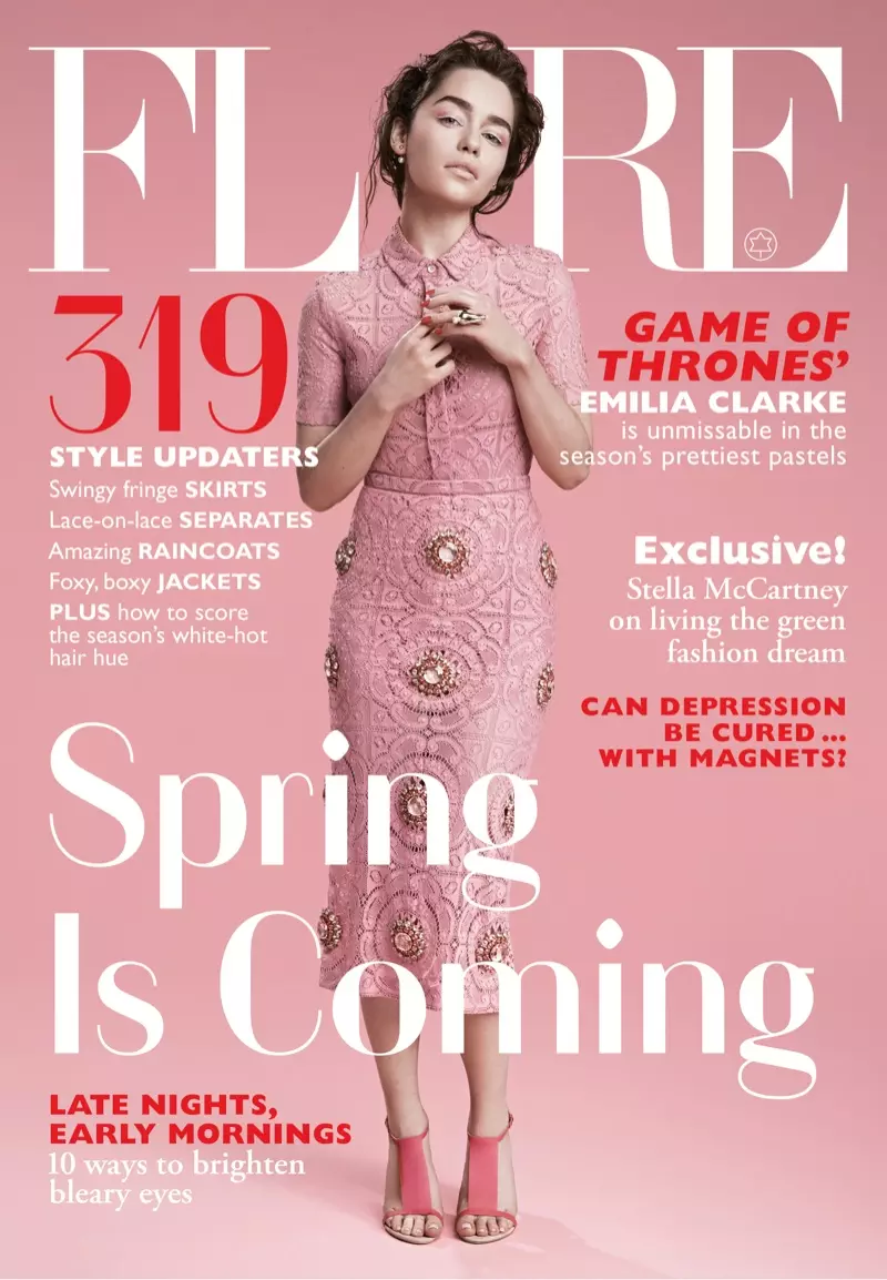 Emilia Clarke Lands FLARE Cover, onthult waarheid over rode loper