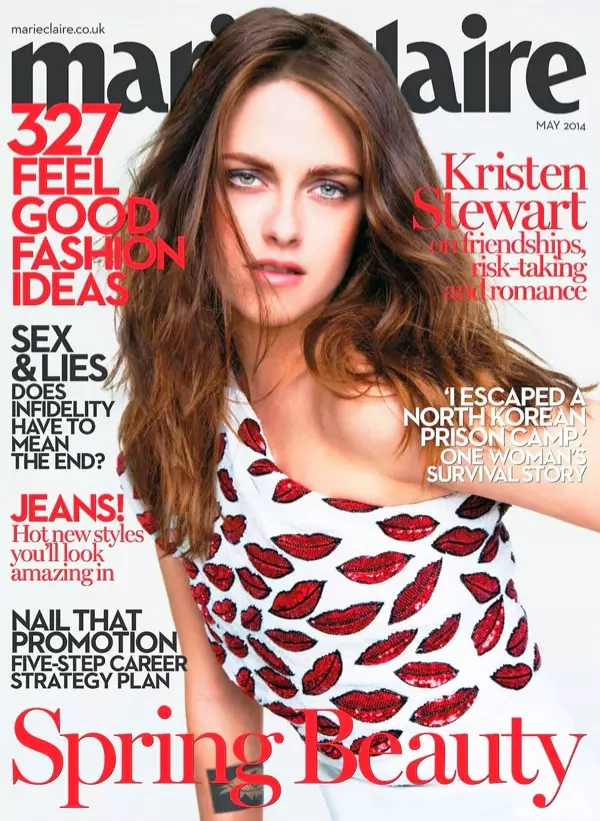 Kristen Stewart ar Marie Claire UK Clúdach Bealtaine 2014 in Saint Laurent