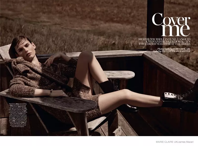 Cover Me: Giedre Dukauskaite Wears Fall Knitwears in Marie Claire UK James Macari-ren eskutik