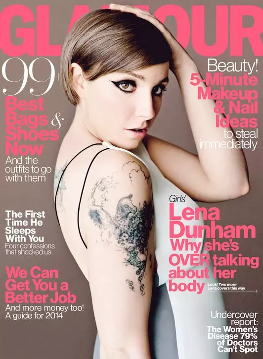 Lena Dunham (en haar tatoeages) Cover Glamour april 2014