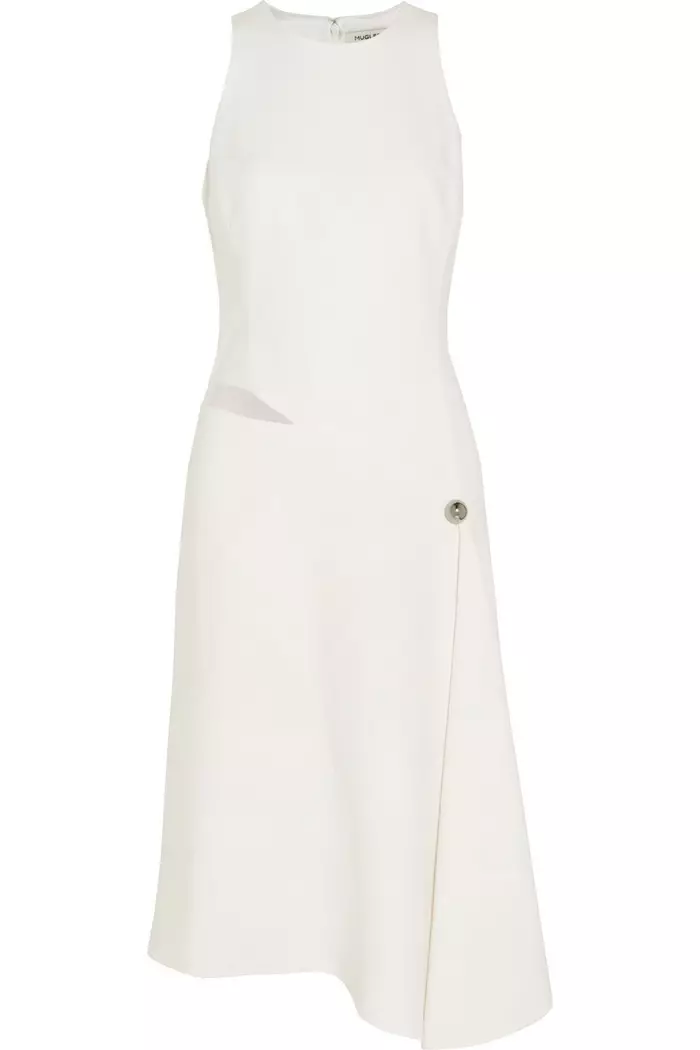 Mugler witte asymmetrische uitgesneden crêpe jurk