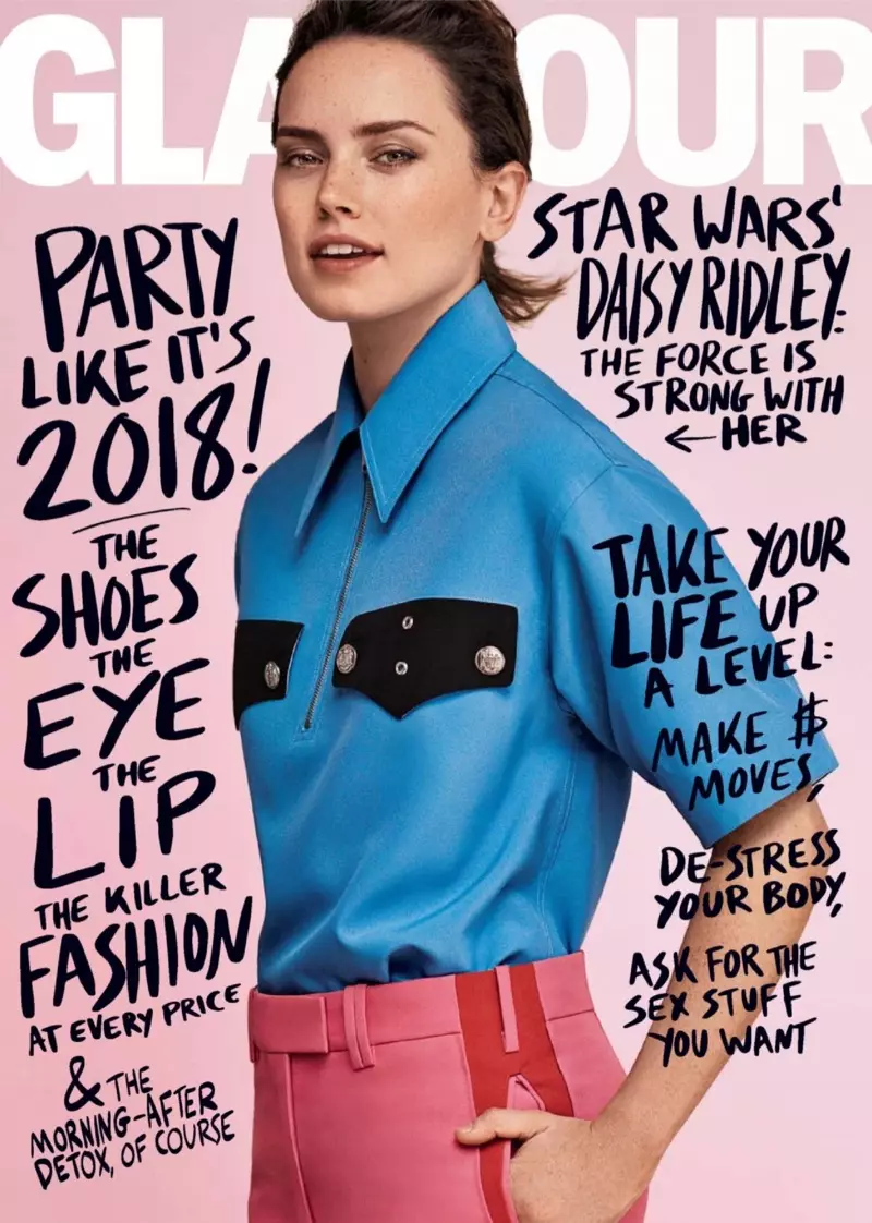 Daisy Ridley na obálke časopisu Glamour z januára 2018