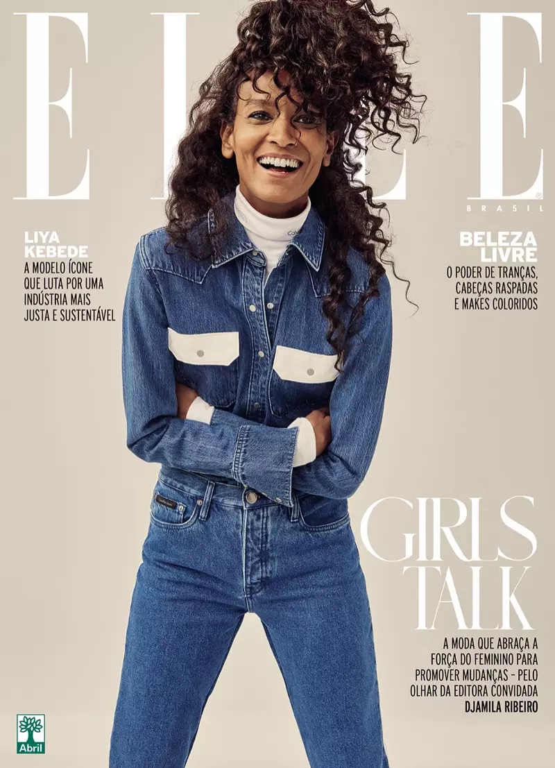 Liya Kebede poseer in Calvin Klein Soek vir ELLE Brasilië