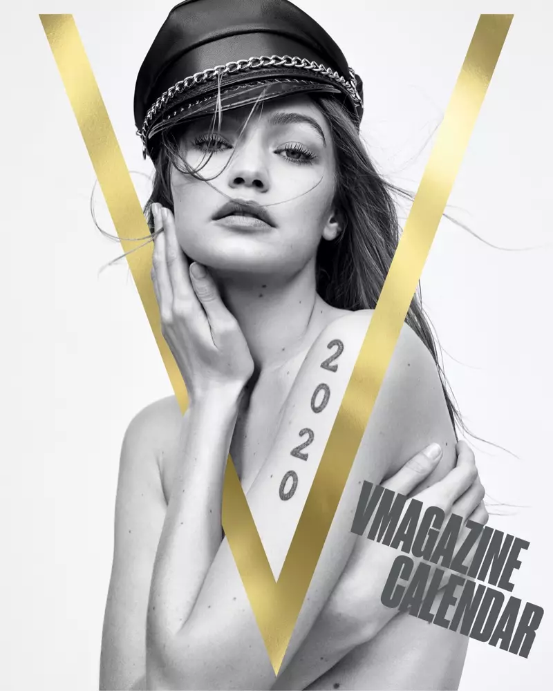 Gigi Hadid sekoahelong sa Khalendara ea V Magazine 2020. Senepe: Zoey Grossman oa V Magazine