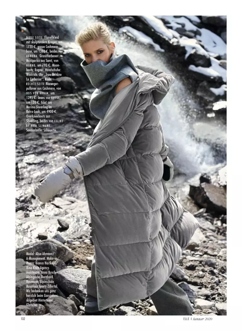 Alisa Ahmann Models Snow Ready Styles foar ELLE Dútslân