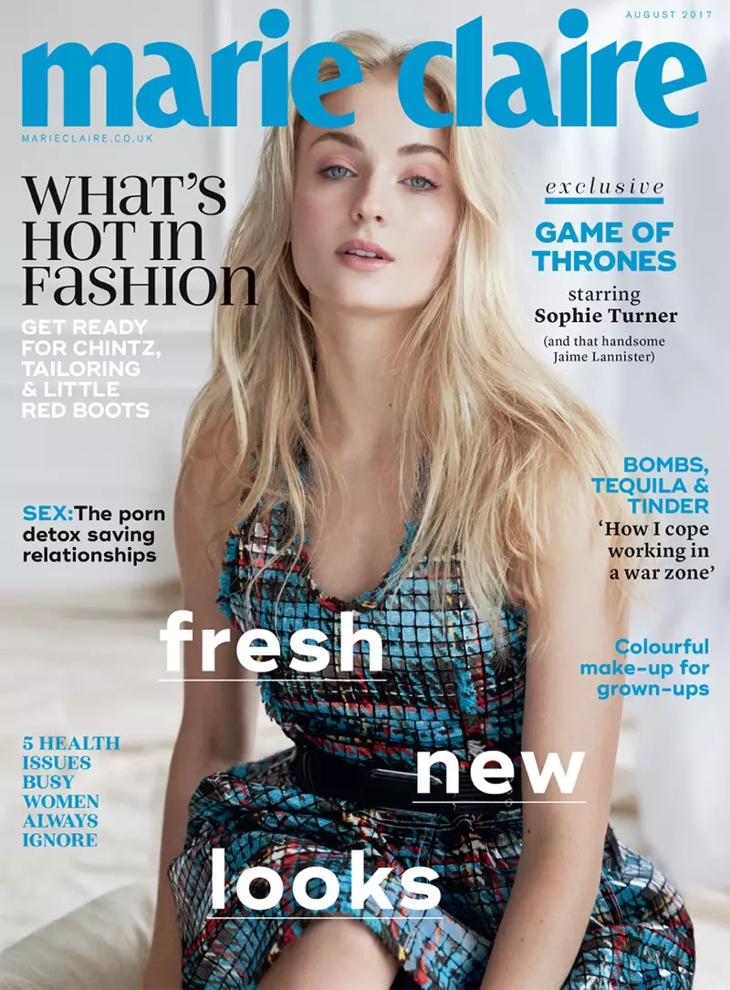 Sophie Turner a Marie Claire UK Portada d'agost de 2017