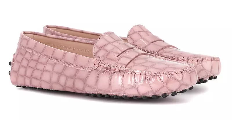 Tod's Gommino Patent Leather Loafers in Pink $425