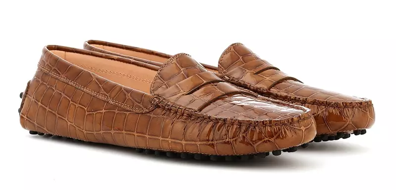 Tod's Gommino Patent Leather Loafers in Brown $425