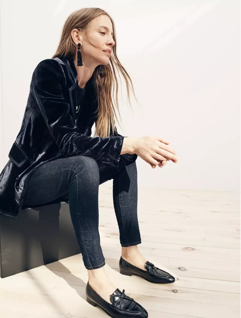 J. Crew Collection ရင်သားနှစ်ထပ်ကတ္တီပါဘလာဇာ၊ Rue Saint Honoré ဂရပ်ဖစ်တီရှပ်၊ 9