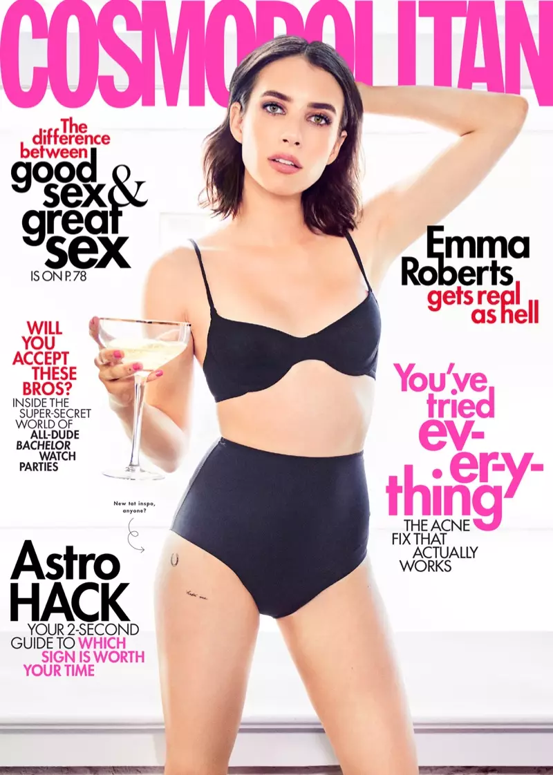 Ема Робертс на насловната страница на списанието Cosmopolitan од јуни 2019 година
