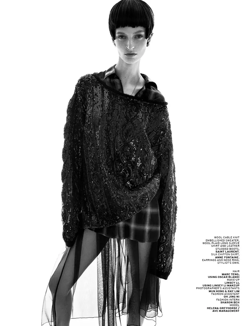 Helena Greyhorse wordt rebels voor L'Officiel Singapore