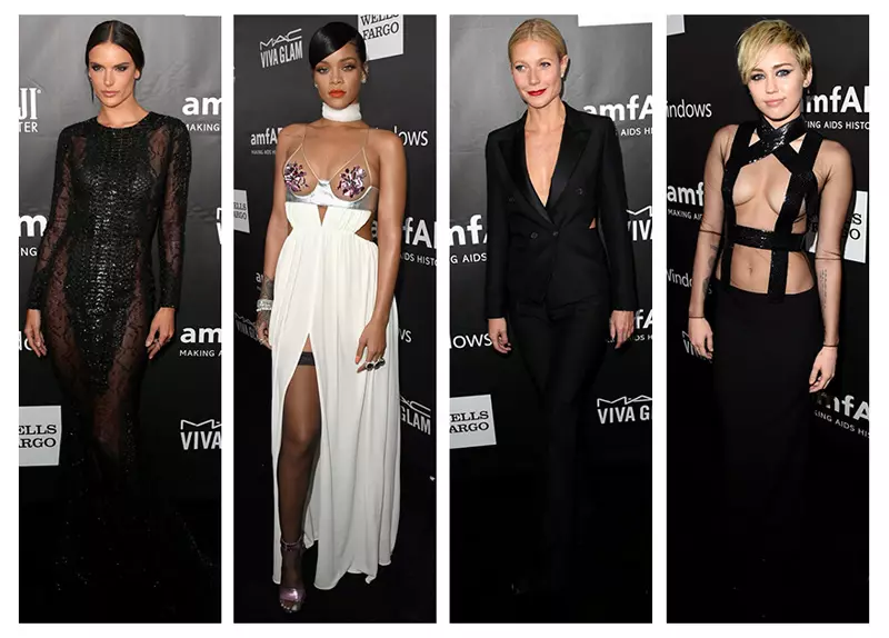 2014 amfAR LA Inspiration Гала стили: Майли Сайрус, Рианна, Алессандра Амбросио + Дагы