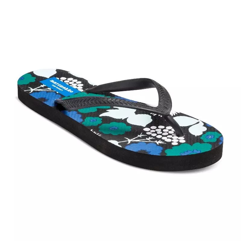 Marimekko dla Target Flip Flop w niebieskim nadruku Kukkatori