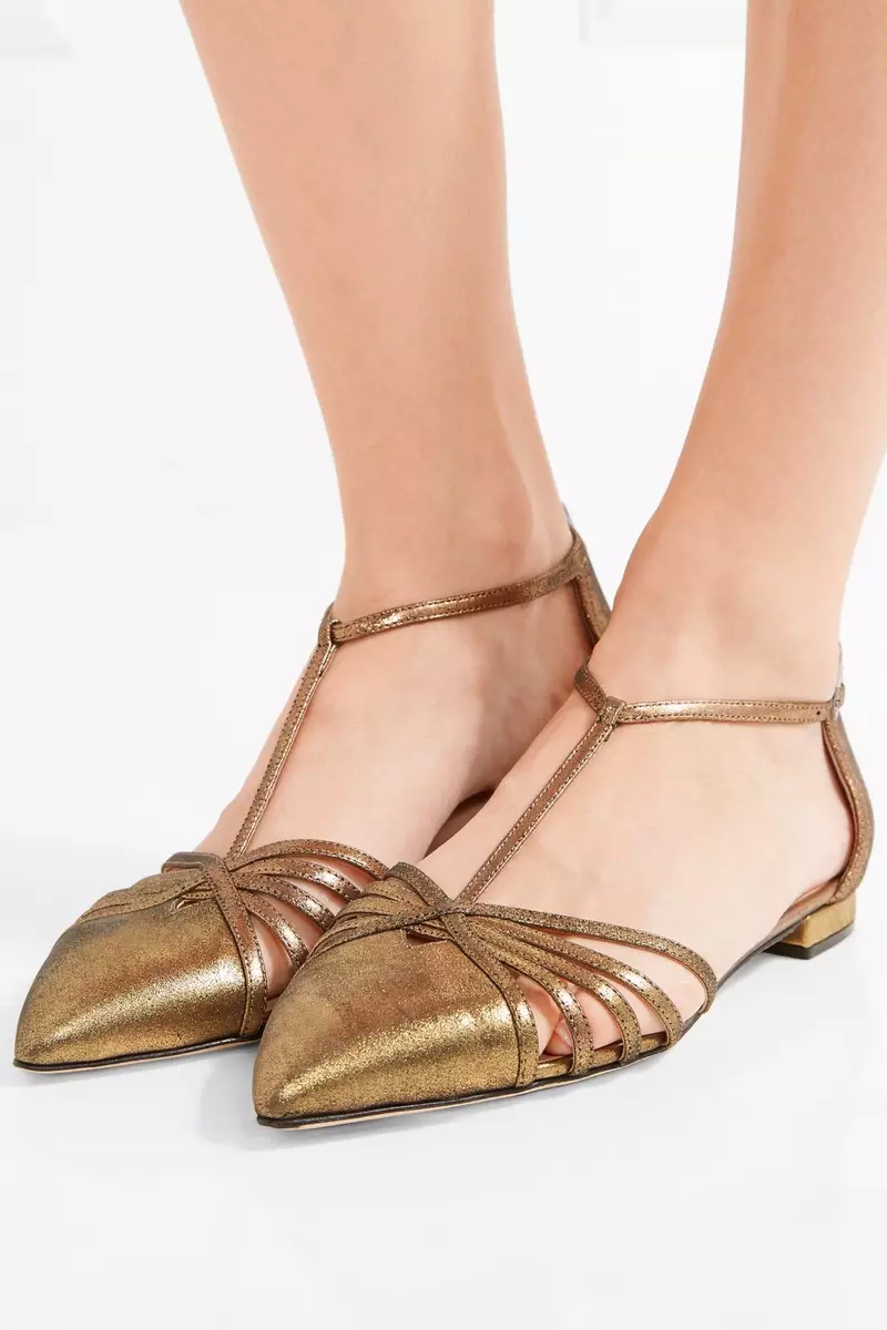 SJP ee Sarah Jessica Parker Carrie Metallic Leather Point Suul Flats