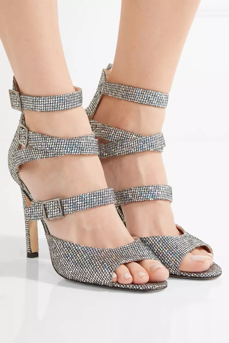 SJP by Sarah Jessica Parker Fugue Glittered Leather Sandals