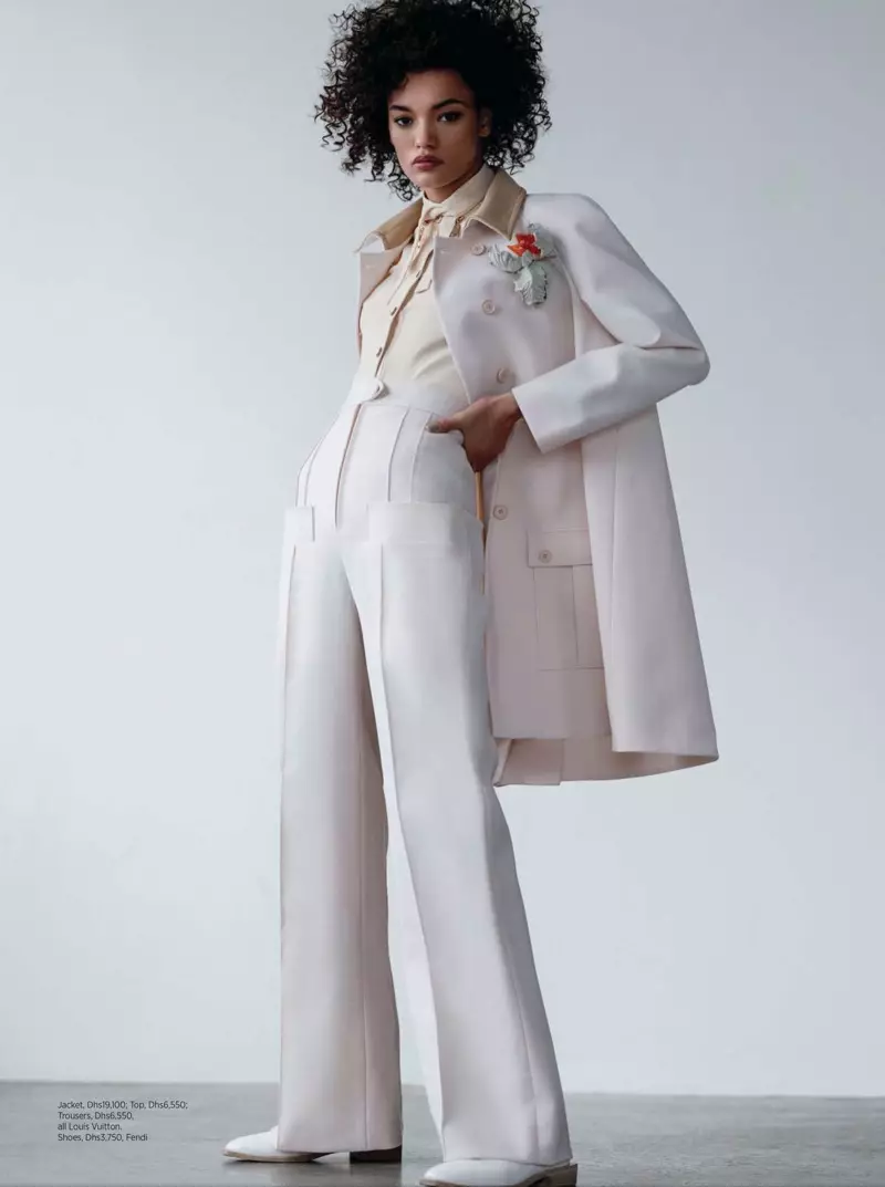 Lameka Fox Models Modern Power Dressing ב-Harper's Bazaar Arabia