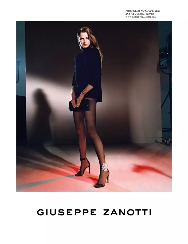 Felice Noordhoff schittert in Giuseppe Zanotti herfst-winter 2019 campagne