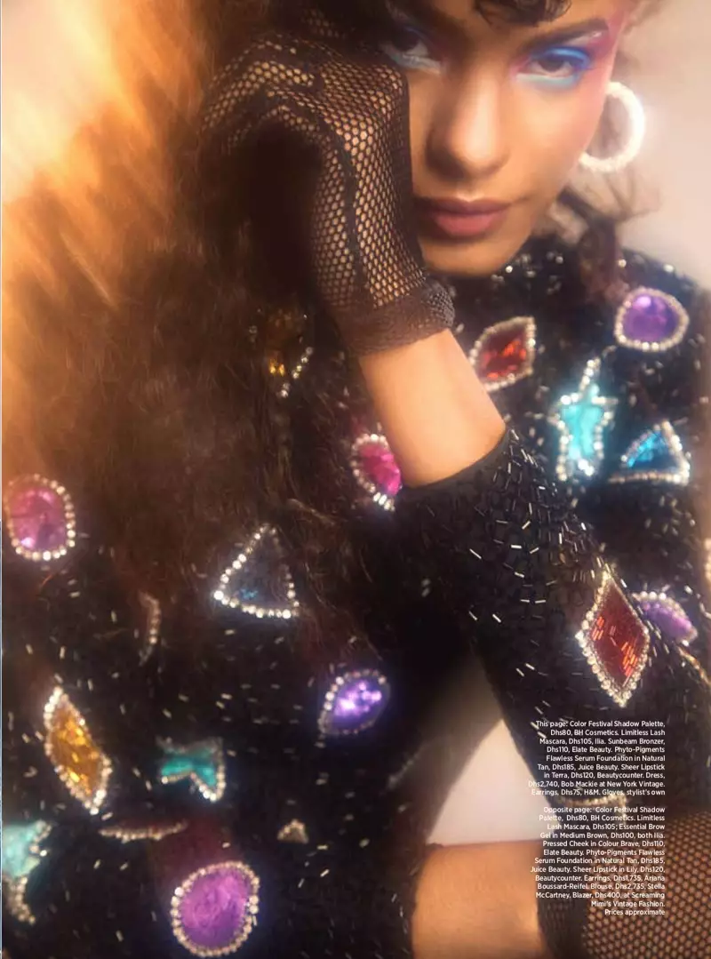 Múnlaíonn Mileshka Cortes 80's Beauty for Harper's Bazaar Arabia