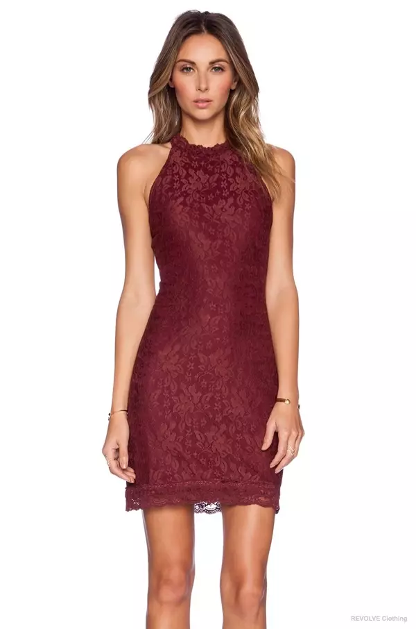 Vestido de renda WYLDR 'Chaser' em Cordovan