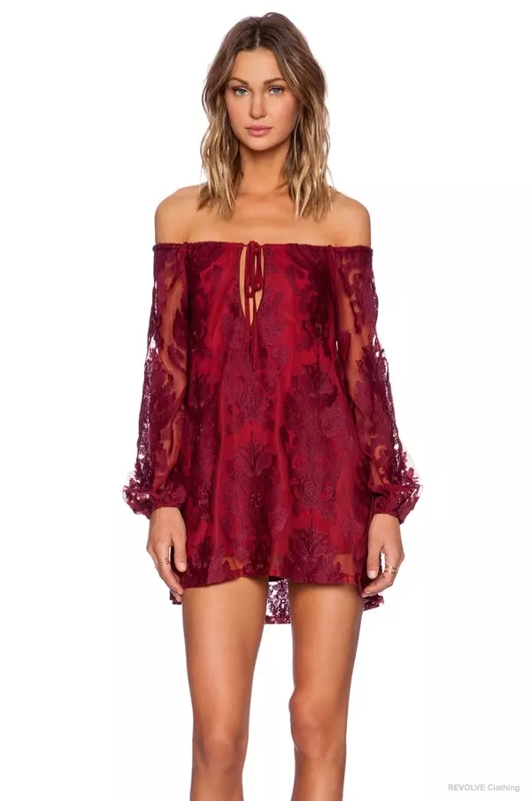 For Love & Lemons 'Sangria' jurk yn Crimson