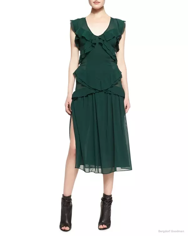 Burberry Prorsum Ruffled V-Neck Chiffon Midi Dress ကို Bergdorf Goodman တွင် $1,917.00 ဖြင့်ရရှိနိုင်သည်