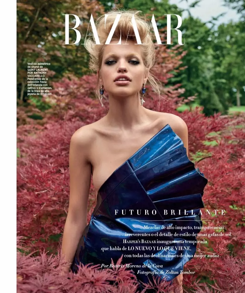 Daphne Groeneveld modelleert de herfstcollecties voor Harper's Bazaar, Spanje