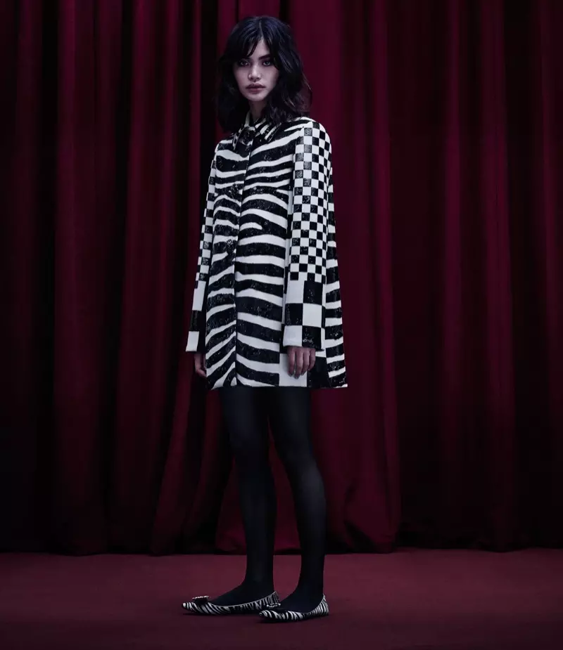 Marc Jacobs Checked & Zebra-Print Wool Coat dan Interlocking J Calf Hair Flats