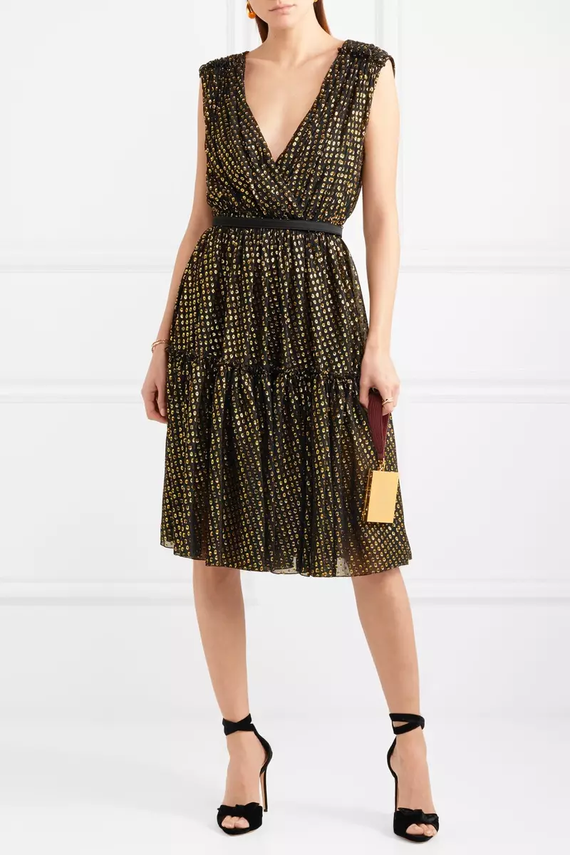 Stella McCartney Metallic Fil Coupé Silk-Chiffon Dress $2,375