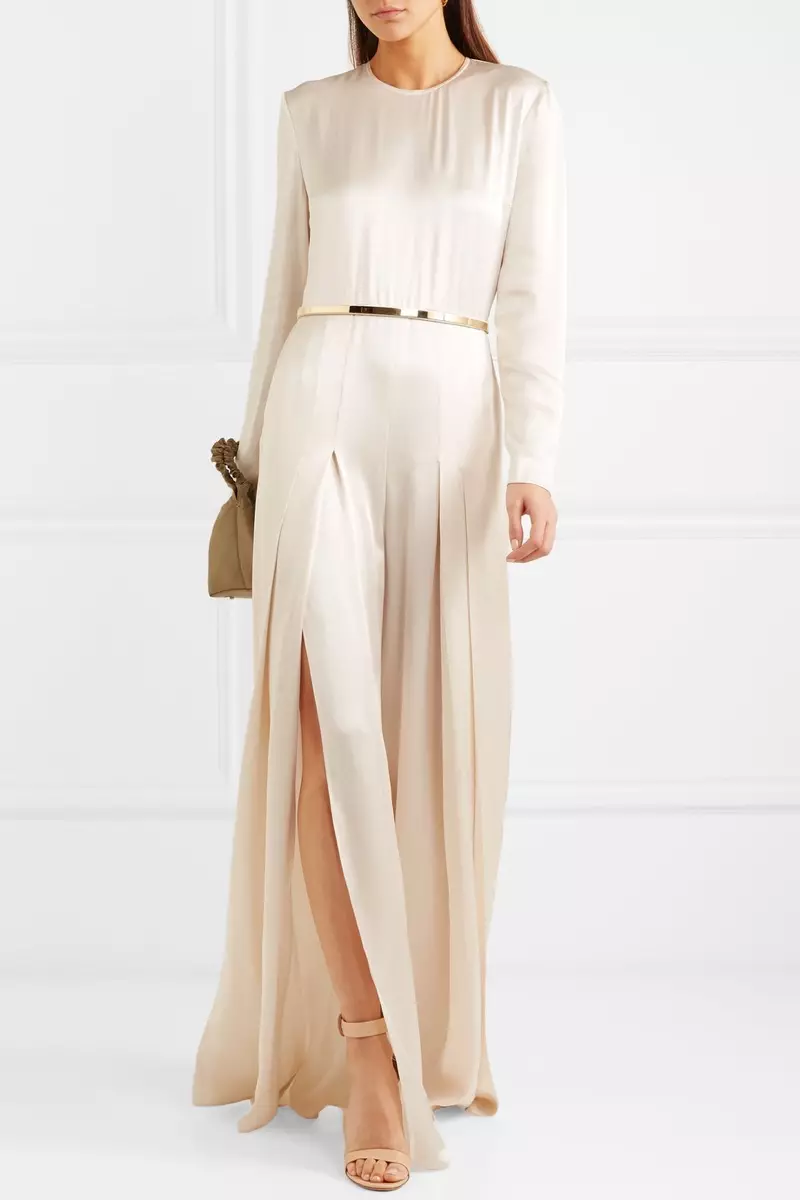 Stella McCartney Belted Pleated Satin Jumpsuit $ 2,375