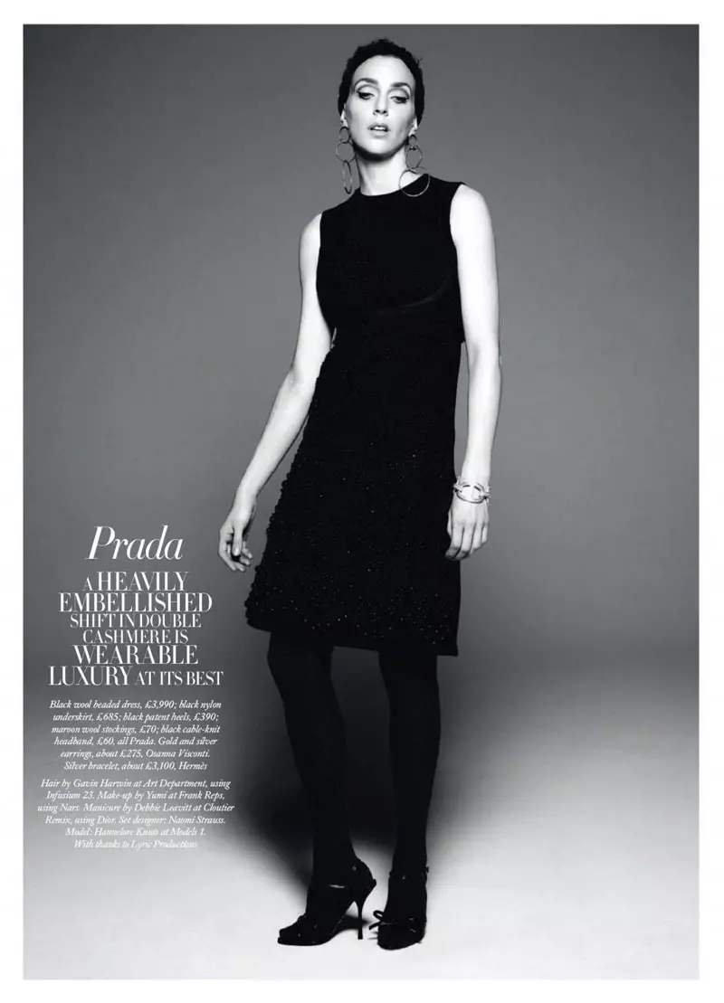 Hannelore Knuts de Michel Comte por Harper's Bazaar UK aŭgusto 2010