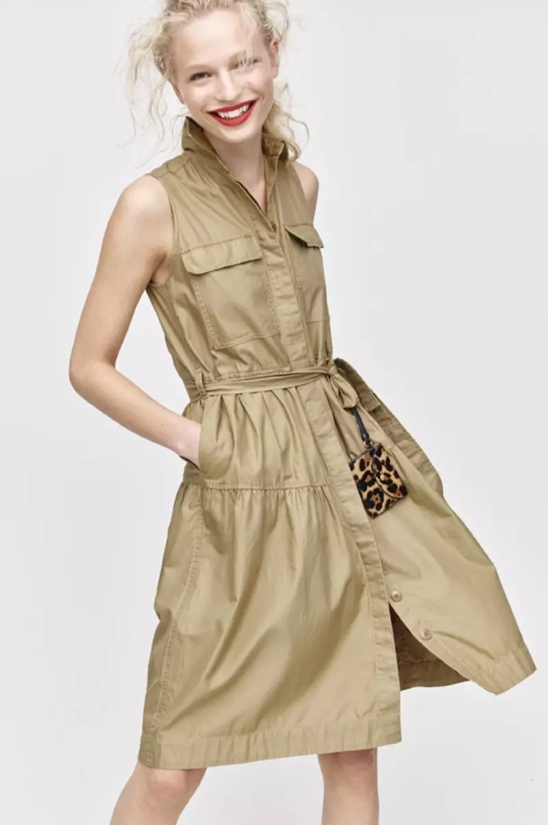 J. Crew Tippi Tiered Fatigue Shirtdress and Coin Purse in Italian Calf Hair