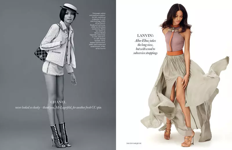 2011 年 2 月，David Vasiljevic 為 Elle UK 設計的 Chanel Iman