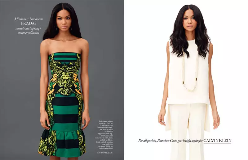 2011 年 2 月，David Vasiljevic 為 Elle UK 設計的 Chanel Iman