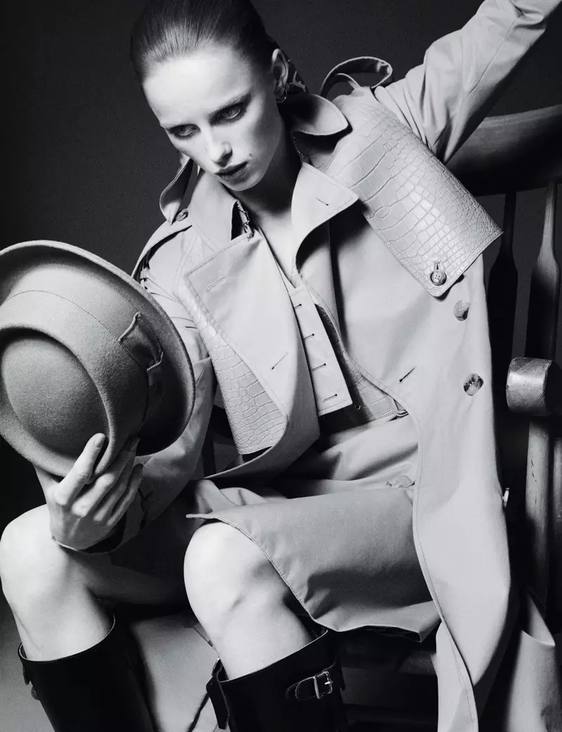 Rianne van Rompaey modeloak Burberry Looks for AnOther Magazine