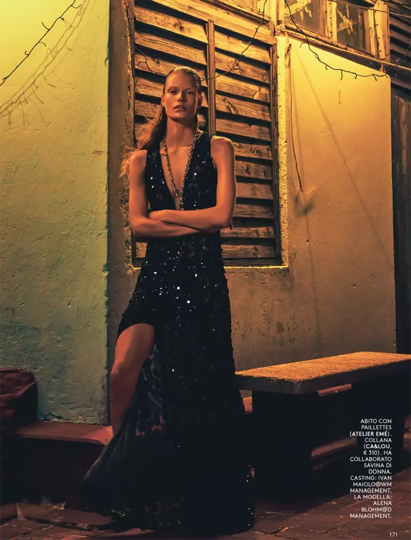 Alena Blohm Glitters in Nighttime styles for Grazia Italy