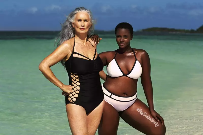 Nicola Griffin ak Philomena Kwao poze nan swimsuitsforall kanpay