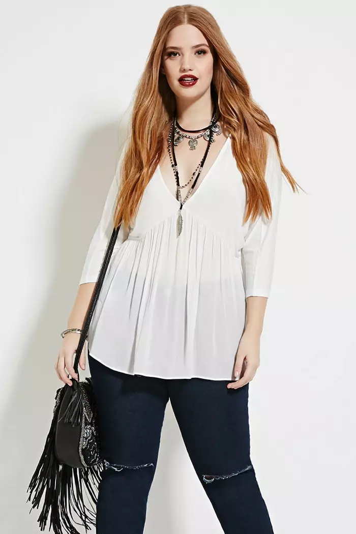 Forever 21 Plus Chiffon-Top in Weiß