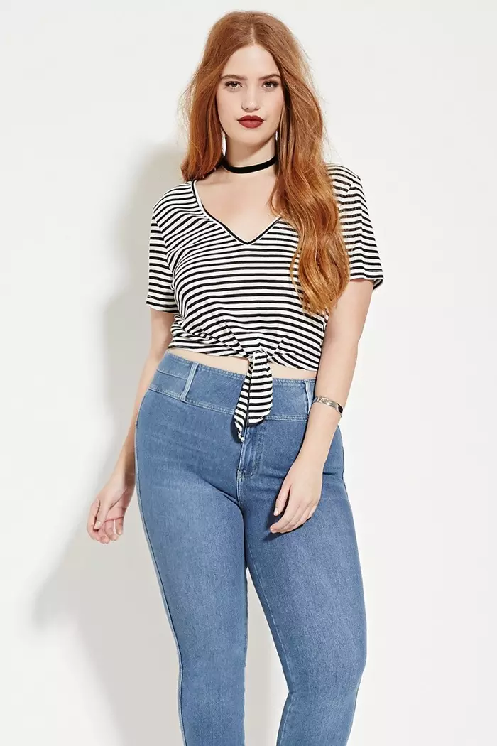 Forever 21 Plus mezglots svītrains Crop tops