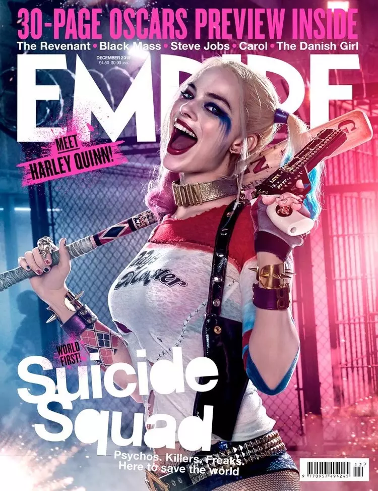 Margot Robbi Harley Quinn rolida Empire dekabr 2015 muqovasida