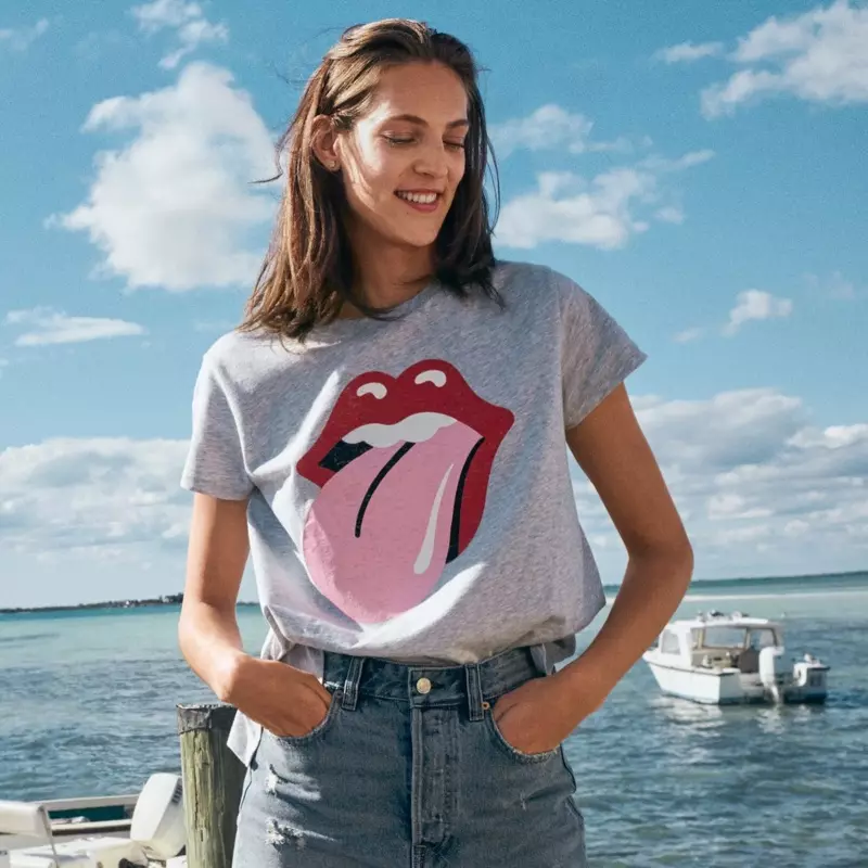 T-shirt et jupe en jean H&M Rolling Stones