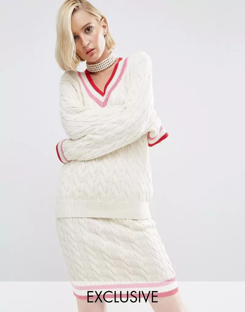 ASOS x WAH London Pullover und Rock mit Zopfmuster