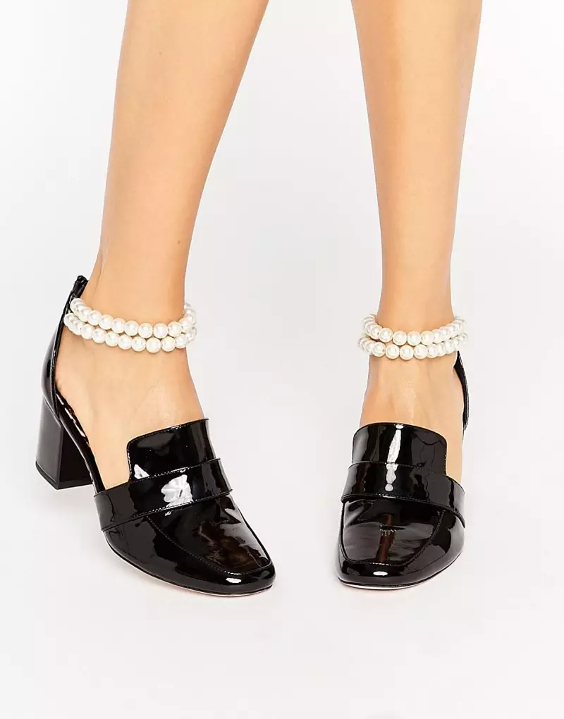 ASOS x WAH London itọsi Alawọ Pearl okun Heeled Loafers