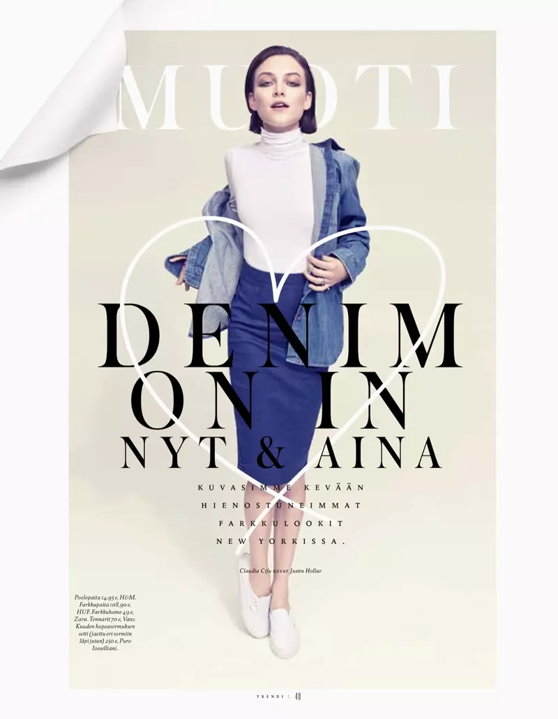 Ollie Henderson Modeller Denim fir Justin Hollar am Trendi Magazin