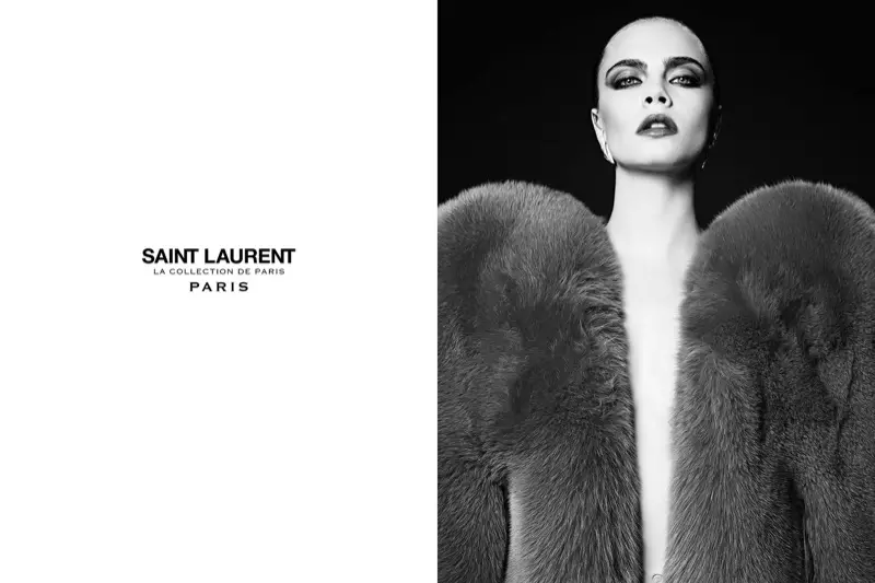 Mga bituon ni Cara Delevingne sa kampanya sa Saint Laurent Paris 2016