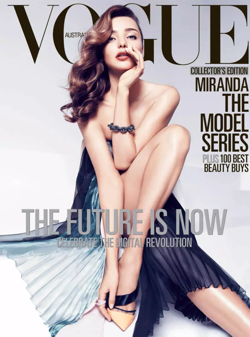 Miranda Kerr Sports Spring Styles per a la portada d'abril de Vogue Australia