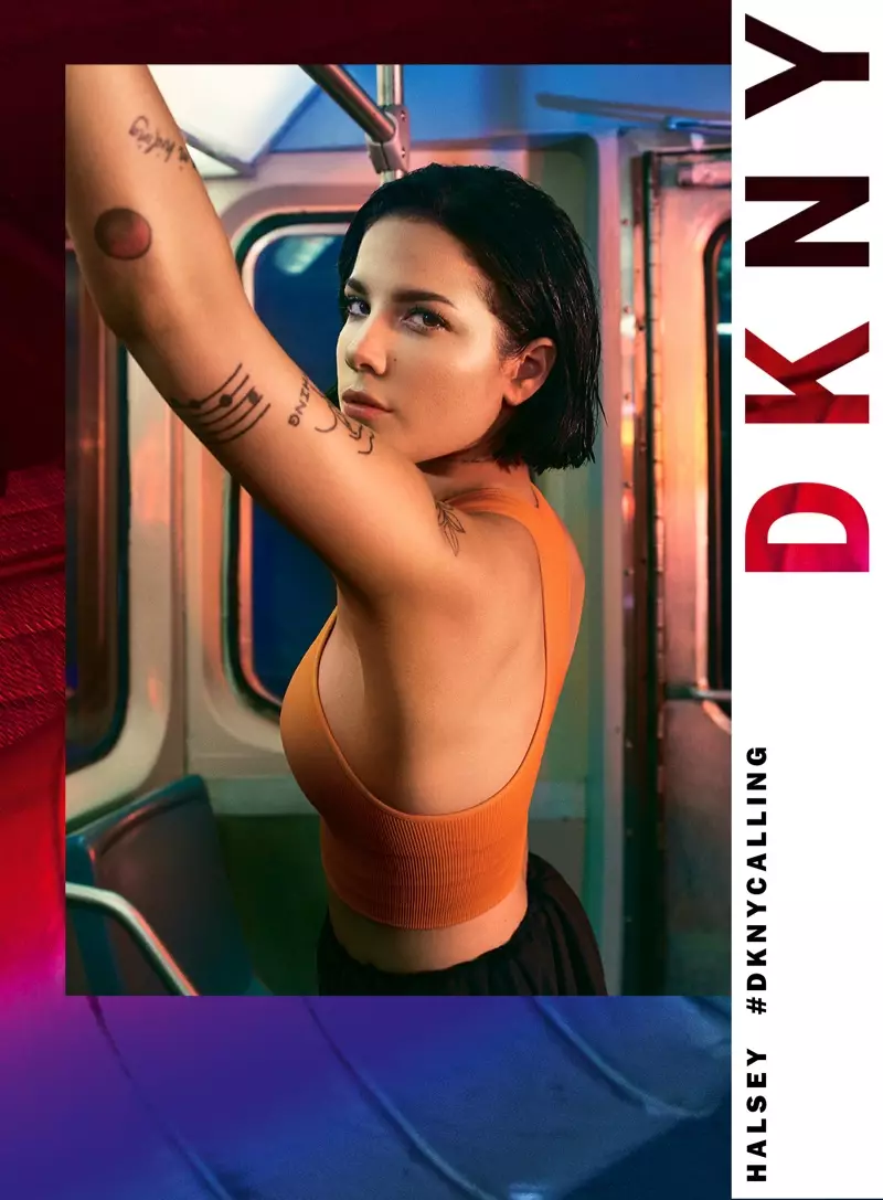 Chantè Halsey poze pou kanpay prentan-ete 2020 DKNY