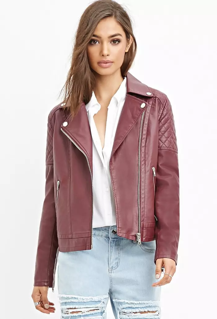 Forever 21 Moto jakna od prošivene umjetne kože